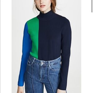 Tory Burch Tech Knit Color- Block Turtleneck